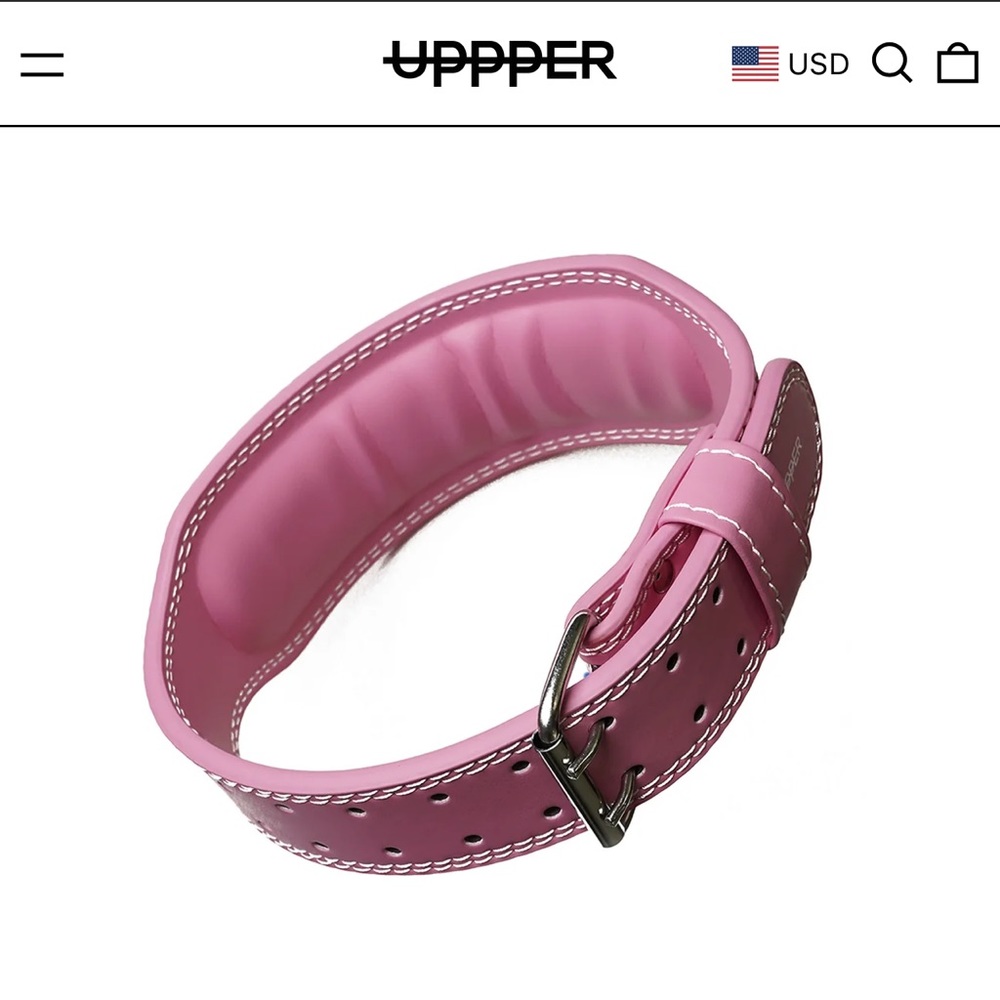Pink Padded Leather Weight Lifting Belt